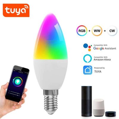 RGBCW 300lm 5W RGB LED Candle Bulb With IOS Andriod Controlled