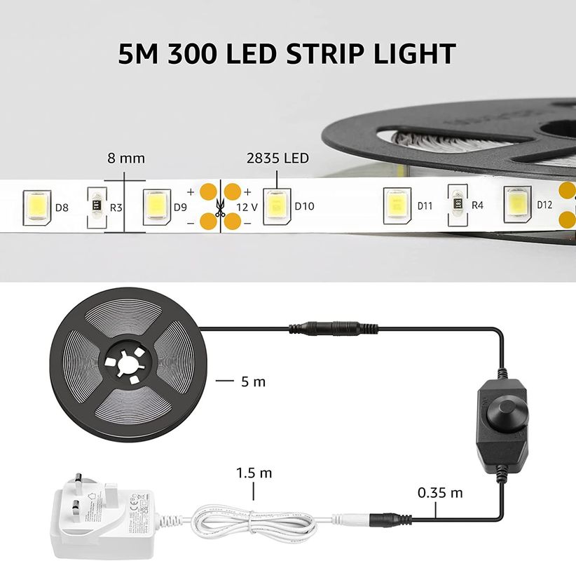 SMD 3528 2835 LED Strip 300leds RGB 5m Set IP20 Color Remote Controller Light LED Strip Set For Party