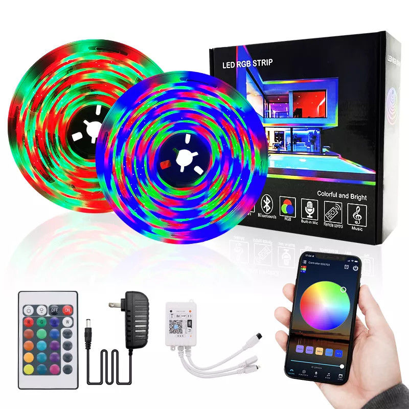 Home Bar 12V 32ft Smart LED Strip RGB 5050 12V 24V Flexible 54 Leds 60LED 48LED 10mm 1670