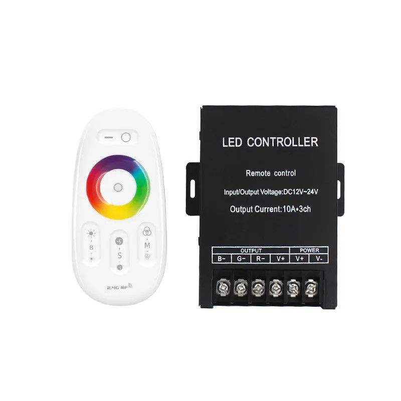 RF LED Controller DC 12V 24V RGB WW CW Controller 360W Full Touch Screen Iron