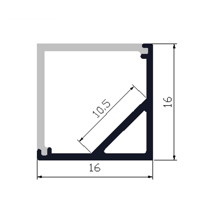 1616S LED Aluminum Profile 10mm Inner Width For LED Strip Lighting