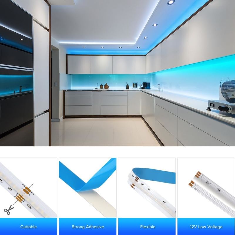 Dimmable 19W RGBW COB LED Strip with 784 LEDs/m IP20 Rating and DMX512/RF/Bluetooth/WiFi Control