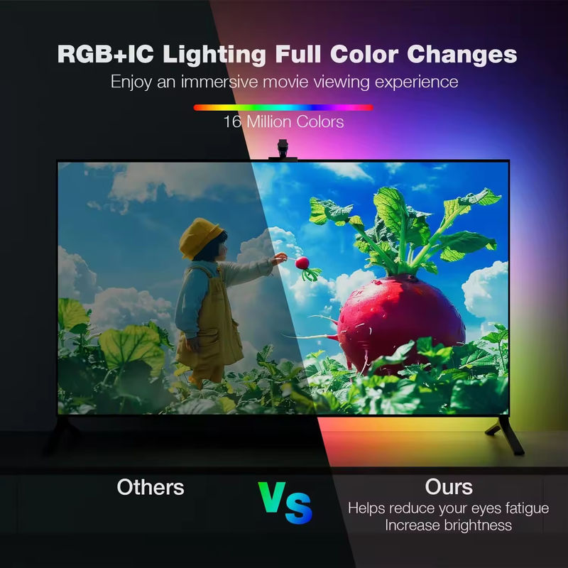 65-75 inches Alexa Google Home Ambient Smart App Wifi Immersion TV Backlights with Camera RGBIC