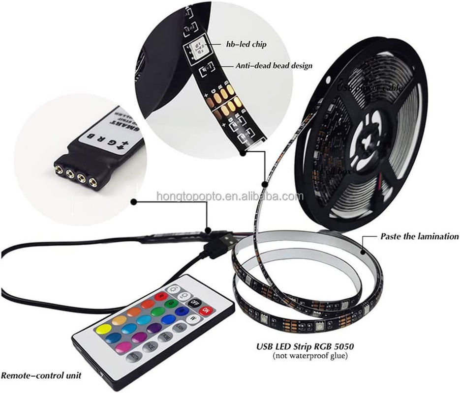 Smart LED Strip for Decoration 12V 5V USB Control Music Sync and RGB Color Temperature