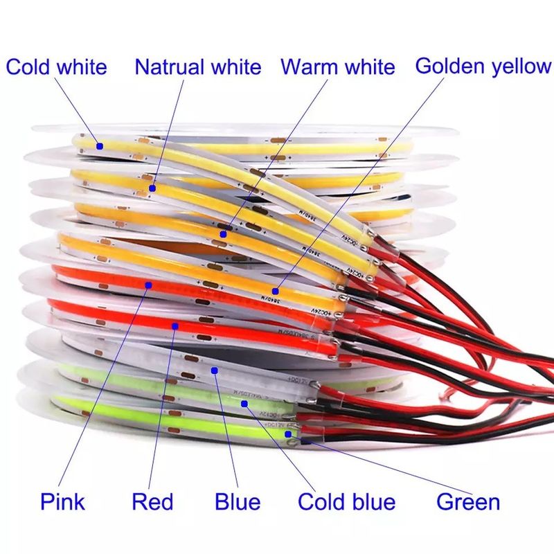 Flexible Cob Led Strip with Warm White Blue Color and 90lm/w Lamp Luminous Efficiency