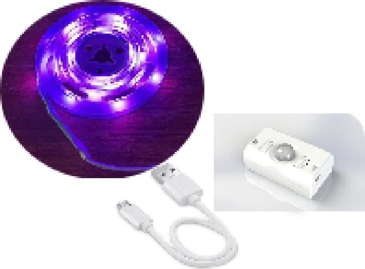 SMD2835 LED Strip Light with Motion Sensor 1m Length USB Rechargeable Day and Night Mode