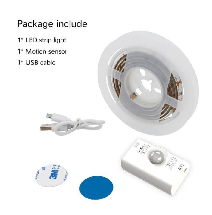 SMD2835 LED Strip Light with Motion Sensor 1m Length USB Rechargeable Day and Night Mode
