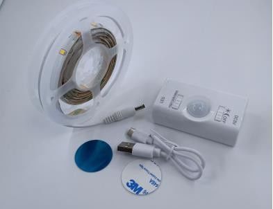 SMD2835 LED Strip Light with Motion Sensor 1m Length USB Rechargeable Day and Night Mode