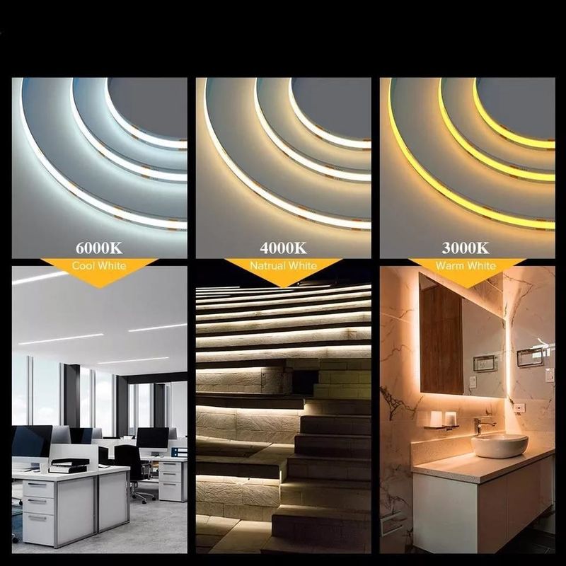 280leds / meter 12v 24v 220v Rgbw Cob Light Strip Cob Led Strip Length 50Meters/roll