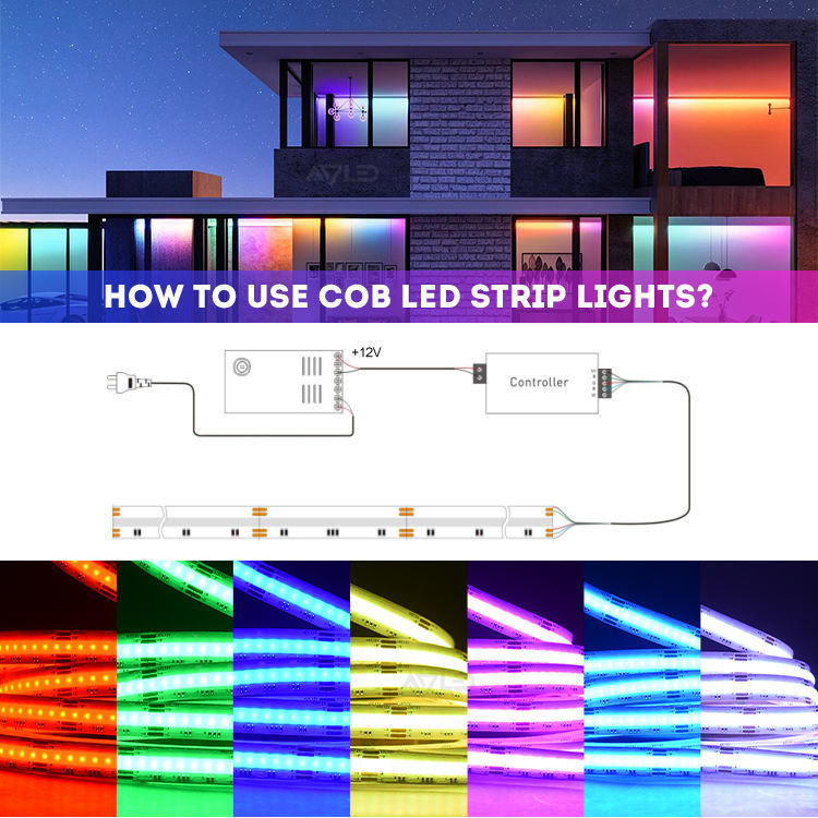 12v 24v 576LEDs RGB Color Temperature Cob Led Strip Light Dimmable with and CRI Ra 90