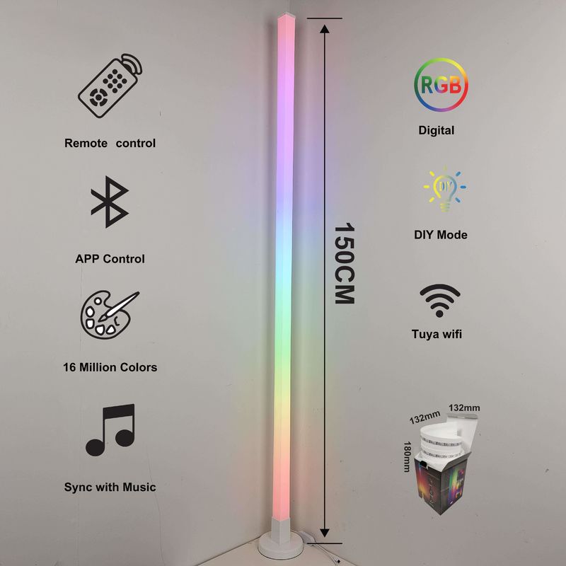 2024 Atmosphere Smart Home Light Rgb Led Floor Lamp with Iron Base and Remote Control