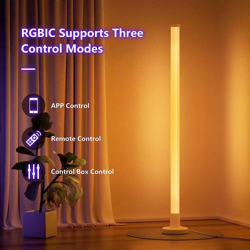 RGBIC Bluetooth Tuya WiFi Smart App LED Floor Corner Lamp for Living Room 35*35*1500mm