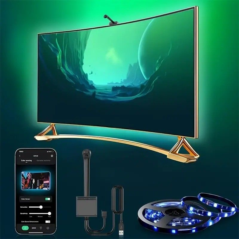 LED Type Smd5050 Led Chip Atmosphere 16.4ft LED Strip Sync to Screen Music for Google TV