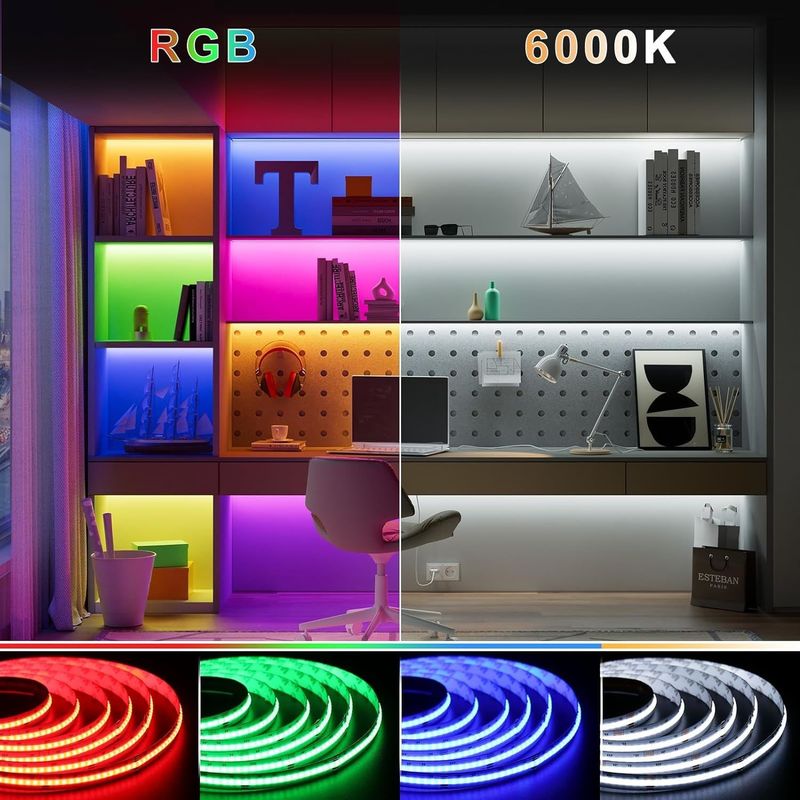 100lm/w Lamp Luminous Efficiency RGBW 784leds Smart COB Led Strip for Home Decoration