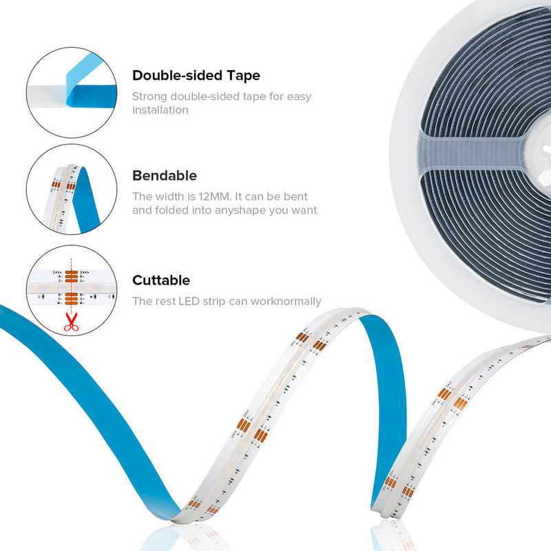 50000 Hours Lifespan RGBCCT COB LED Strip Light for Living Room and Bedroom Lighting