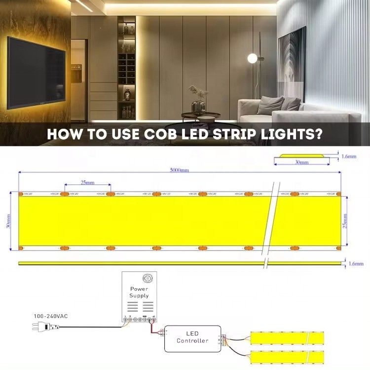 2700K/3000K/4000K/6000K Ultra Wide COB LED Strip 24v 30mm Flexible Strip Light with 3