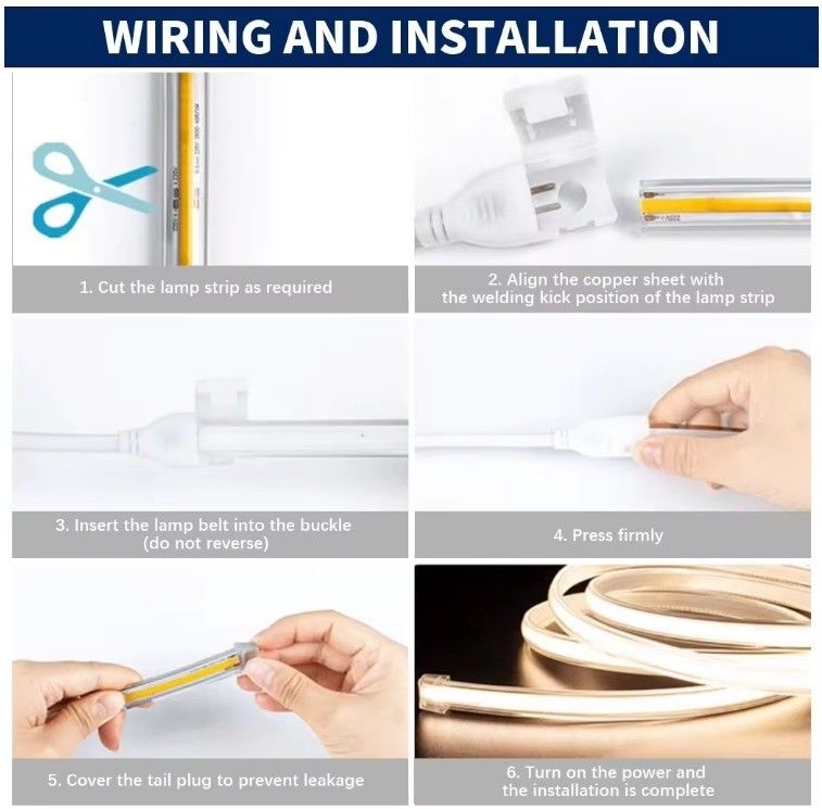 Flexible COB LED Strip Light 288 LEDs High Voltage 110V 220V 2700K 3000K 4000K 6000K IP65