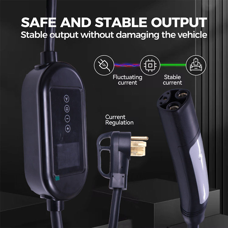 16A 3.7kW 1 Phase EV Charger with Cable Waterproof for Electric Vehicles White/Black Box Type LCD Indicator Light