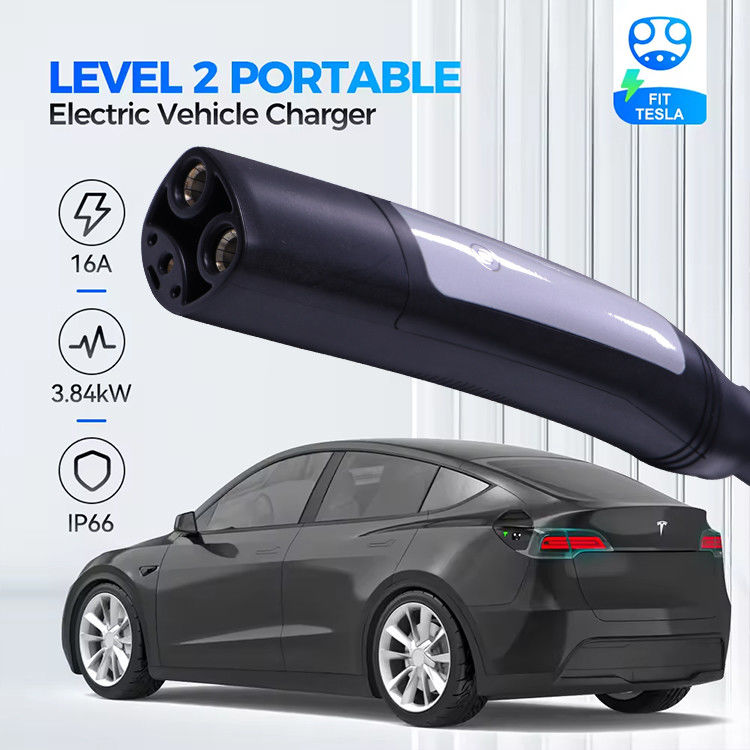 16A 3.7kW 1 Phase EV Charger with Cable Waterproof for Electric Vehicles White/Black Box Type LCD Indicator Light